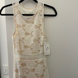 NWT! Long white lace all over dress!